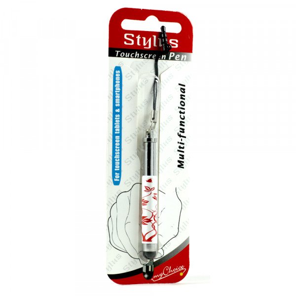 Wholesale Mini Design Shrinkable Stylus Touch Pen with Earphone Dust Cap (Tree Red)